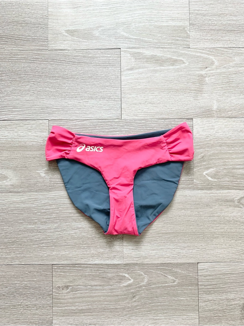 ❤️ 3/15 Asics Pink Gray Reversible Swim Bottom Drawstring US Medium
